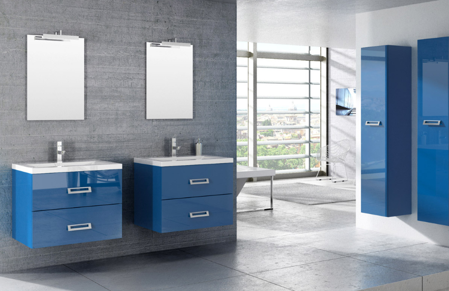 Swing 70.04 Azzurro Cielo Top integrato in mineralmarmo serie Contemporaneo Mobili Bagno Progetto Idea Stella