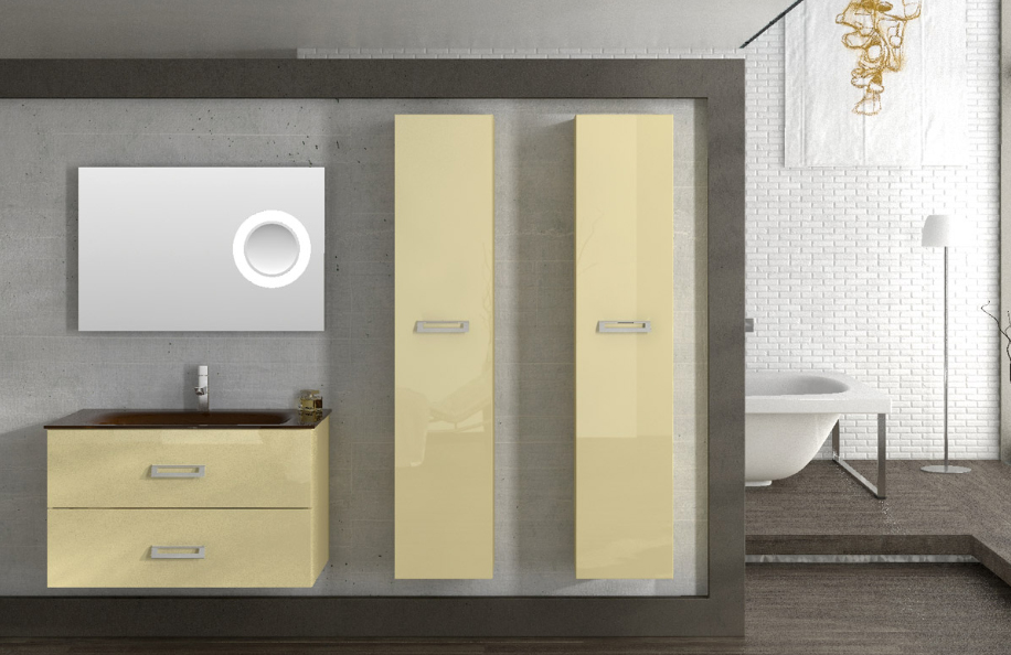 Swing 90.03 Avorio Lucido Top integrato in vetro moka serie Contemporaneo Mobili Bagno Progetto Idea Stella