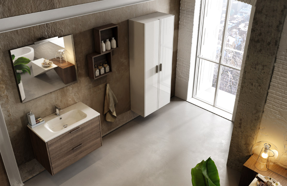 Today 80.1 Noce Tranché Top mineralmarmo serie Contemporaneo Mobili Bagno Progetto Idea Stella