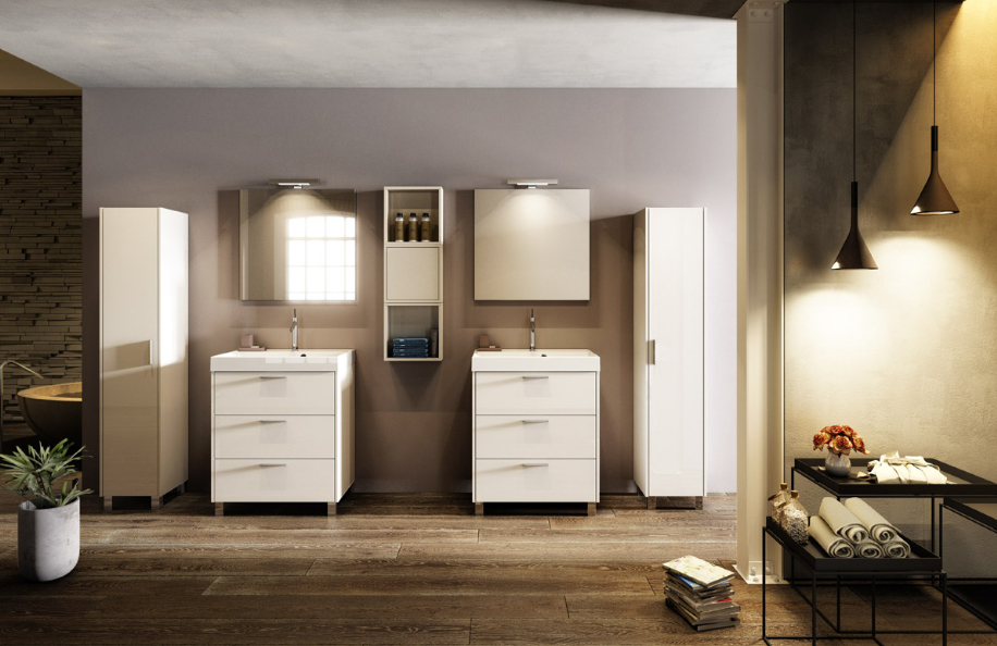 XL 701 Bianco Lucido Top mineralmarmo serie Contemporaneo Mobili Bagno Progetto Idea Stella