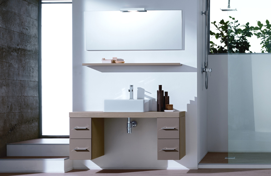 Surf 305 Rovere e Beige-Grigio serie Design Mobili Bagno Progetto Idea Stella