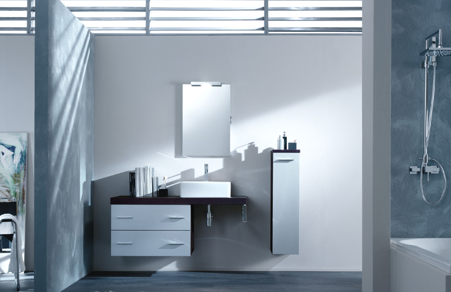 Surf 309 Wengé e Grigio Metallizzato serie Design Mobili Bagno Progetto Idea Stella