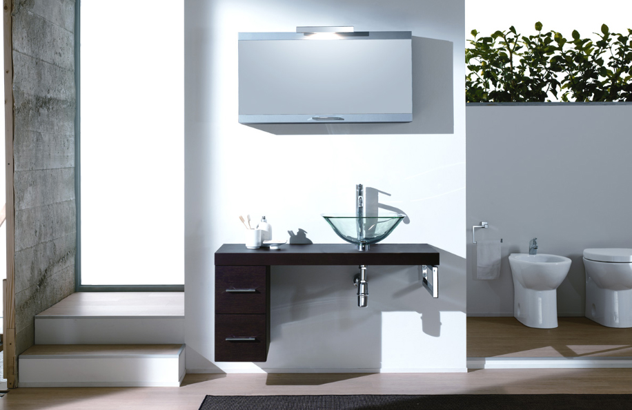 Surf 311 Wengeé e Grigio Metallizzato serie Design Mobili Bagno Progetto Idea Stella