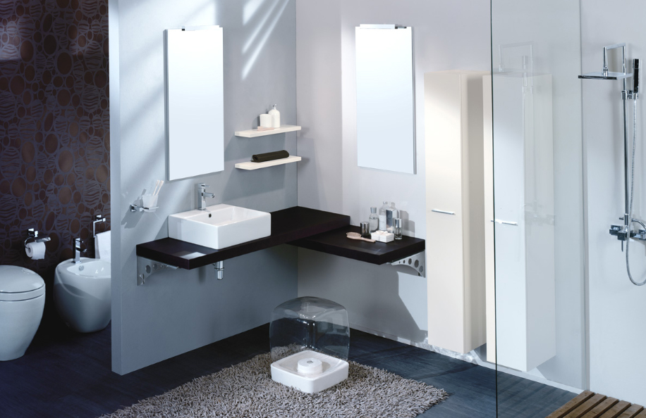 Surf 312 Wengeé e Bianco Crema serie Design Mobili Bagno Progetto Idea Stella