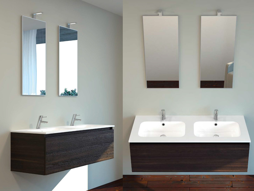 410 serie Mobili con apertura a gola colore: larice scuro consolle mineralmarmo lucido Mobili Bagno Mobilduenne