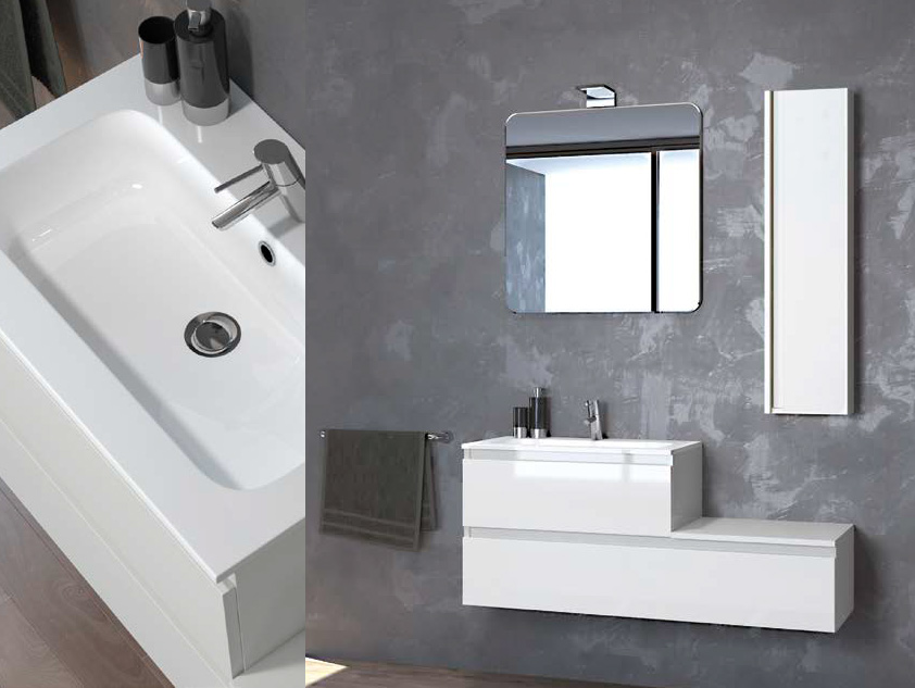 440 serie Mobili con apertura a gola colore: bianco lucido consolle mineralmarmo lucido Mobili Bagno Mobilduenne