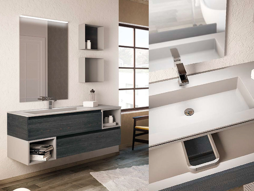 562 serie Mobili con apertura a gola colore: fiamma oro-nero, ral 7004 opaco consolle acrilik ral 7004 opaco Mobili Bagno Mobilduenne
