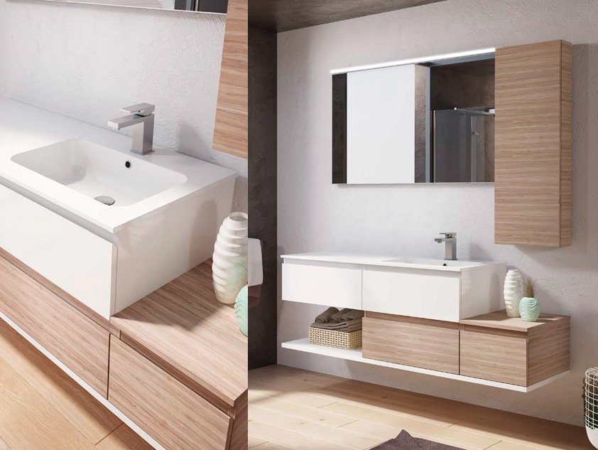 563 serie Mobili con apertura a gola colore: bianco lucido, olmo rosso consolle mineralmarmo lucido Mobili Bagno Mobilduenne
