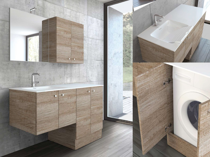 483 serie Lavanderia colore: matrix sabbia top consolle lavatoio acrilik bianco lucido Mobili Bagno Mobilduenne