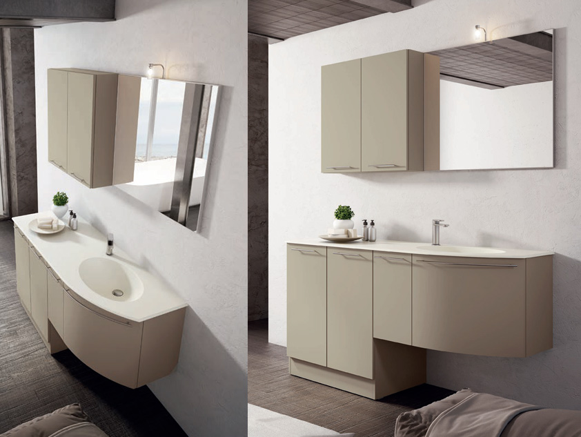 614 serie Lavanderia colore: ral 1019 opaco top consolle acrilik in massa ral 1013 satinato Mobili Bagno Mobilduenne