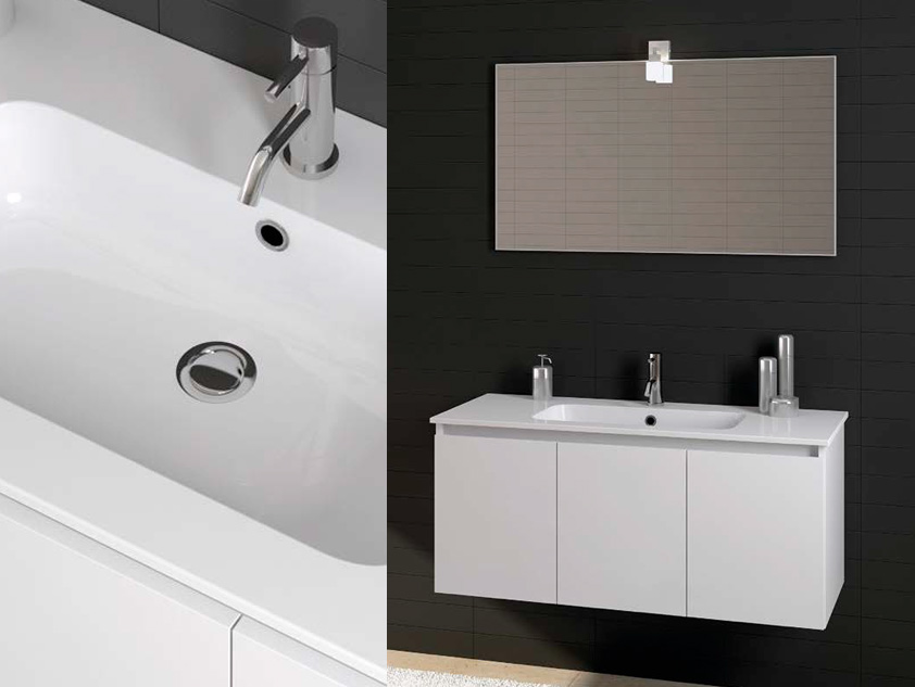 373 serie Monoblocco colore: bianco lucido consolle mineralmarmo lucido Mobili Bagno Mobilduenne