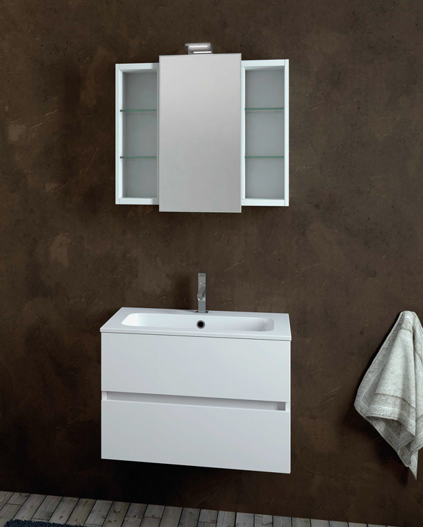 380 serie Monoblocco colore: bianco lucido consolle mineralmarmo lucido Mobili Bagno Mobilduenne