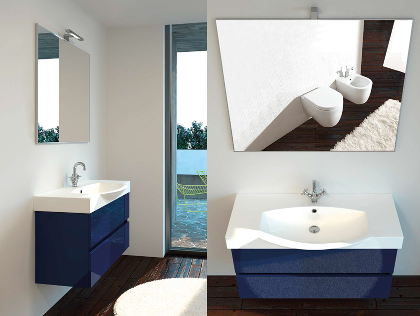 419 serie Monoblocco colore: ral 5022 lucido consolle ceramica Mobili Bagno Mobilduenne