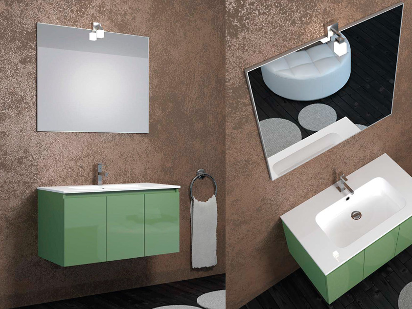 437 serie Monoblocco colore: ral 6021 lucido consolle mineralmarmo lucido Mobili Bagno Mobilduenne