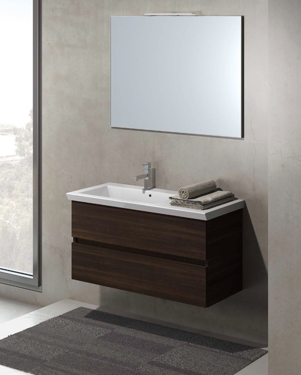 501 serie Monoblocco colore: larice scuro consolle ceramica Mobili Bagno Mobilduenne