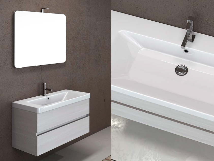 516 serie Monoblocco colore: larice bianco consolle ceramica Mobili Bagno Mobilduenne