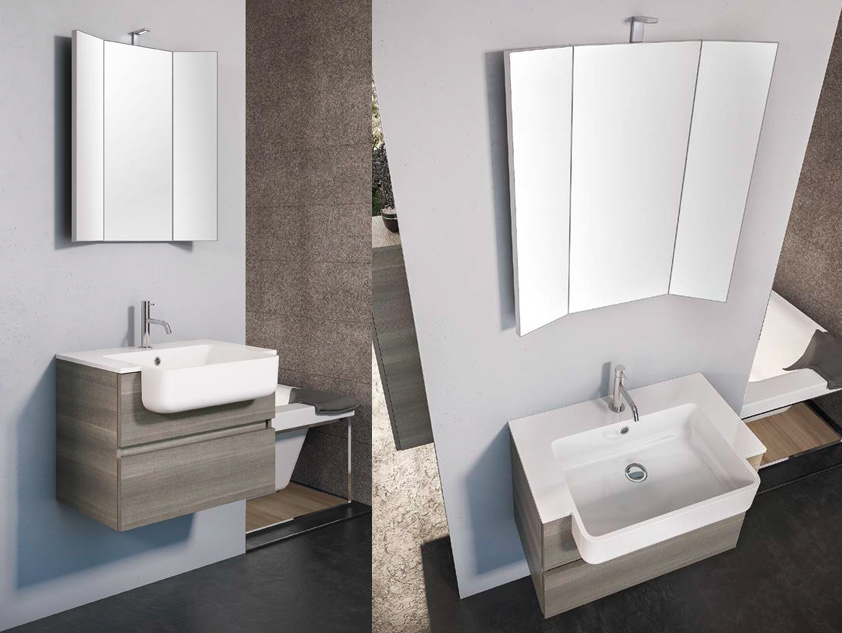 543 serie Monoblocco colore: matrix grigio consolle semincasso mineralmarmo lucido Mobili Bagno Mobilduenne