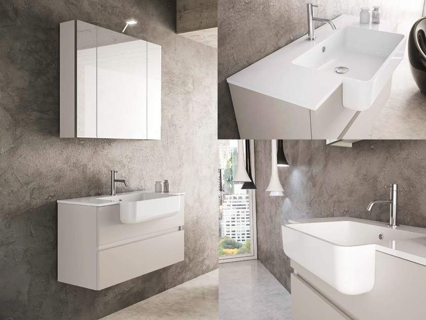 544 serie Monoblocco colore: tortora opaco consolle semincasso mineralmarmo lucido Mobili Bagno Mobilduenne