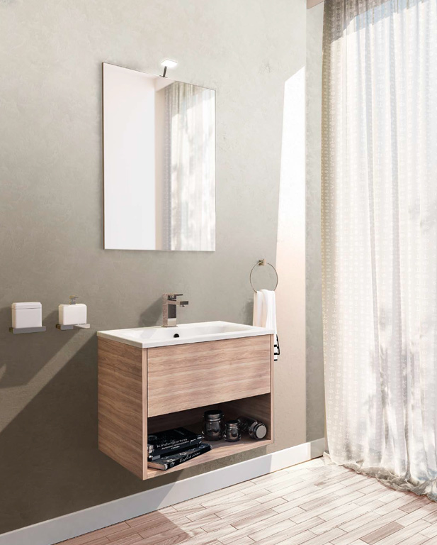 565 serie Monoblocco colore: olmo rosso consolle mineralmarmo lucido Mobili Bagno Mobilduenne