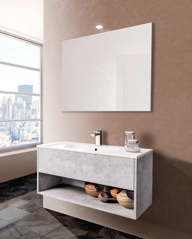 567 serie Monoblocco colore: grigio spatolato consolle mineralmarmo lucido Mobili Bagno Mobilduenne