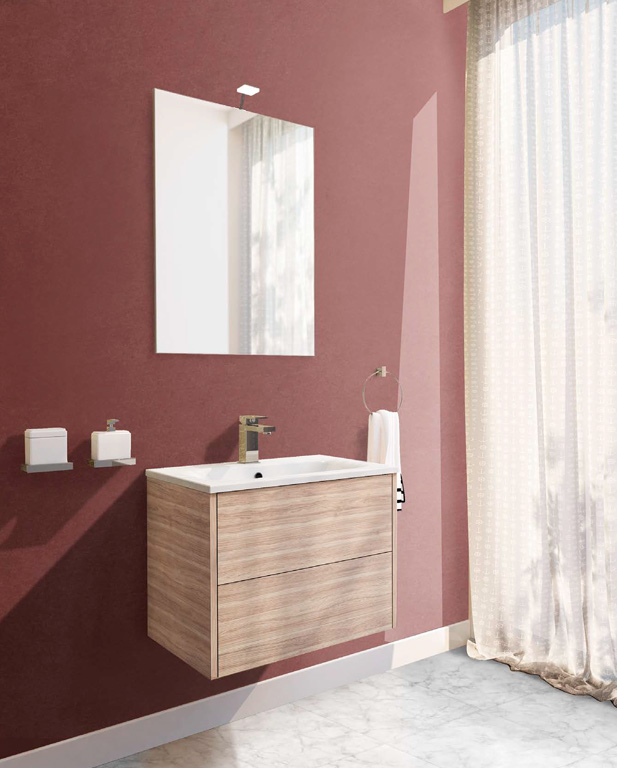 568 serie Monoblocco colore: olmo rosso consolle mineralmarmo lucido Mobili Bagno Mobilduenne