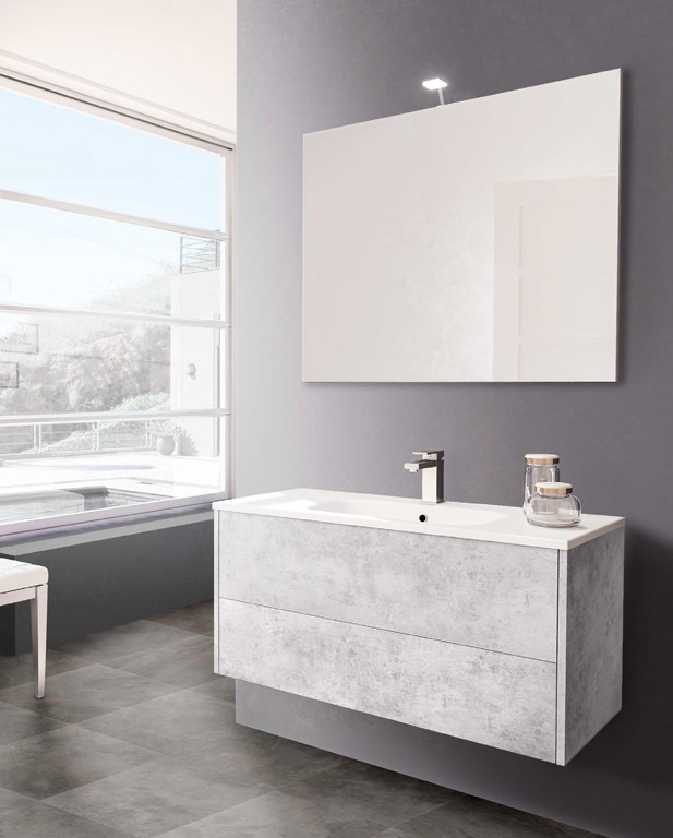 570 serie Monoblocco colore: grigio spatolato consolle mineralmarmo lucido Mobili Bagno Mobilduenne