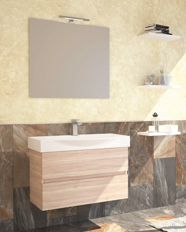 583 serie Monoblocco colore: olmo rosso consolle ceramica Mobili Bagno Mobilduenne