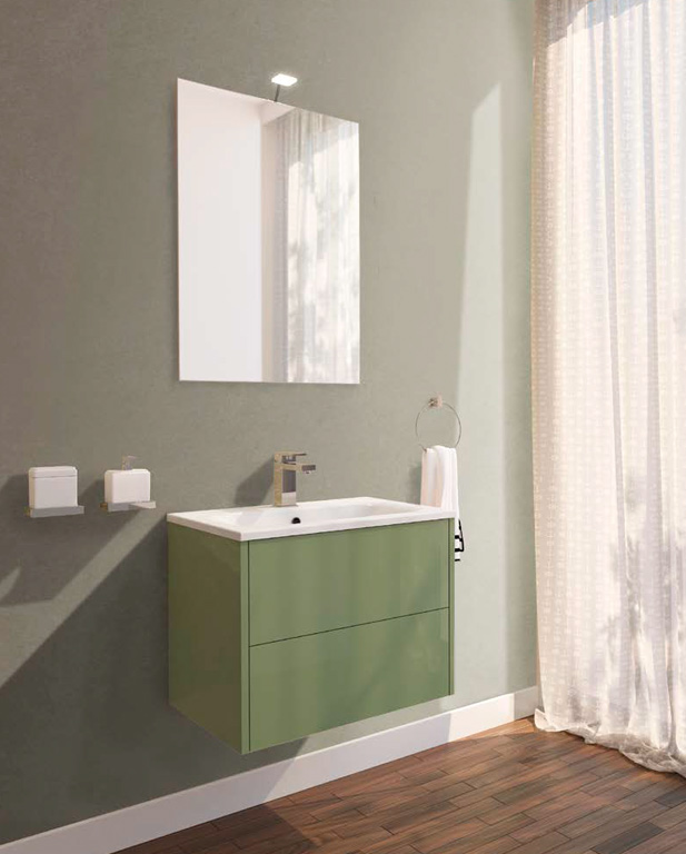 594 serie Monoblocco colore: ral 6011 opaco consolle mineralmarmo lucido Mobili Bagno Mobilduenne