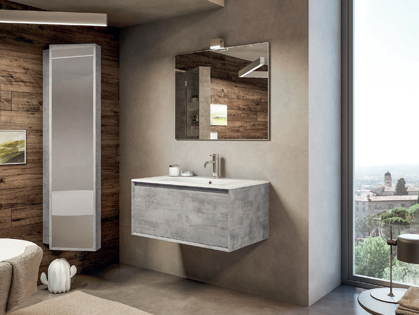 Mobile Bagno Smart 91 Cm Natural Oak con Top per Lavabo in Appoggio -  Iperceramica