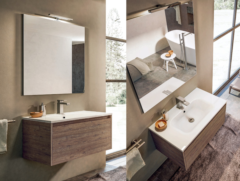 640 serie Monoblocco colore: sherwood rosso consolle mineralmarmo lucido Mobili Bagno Mobilduenne