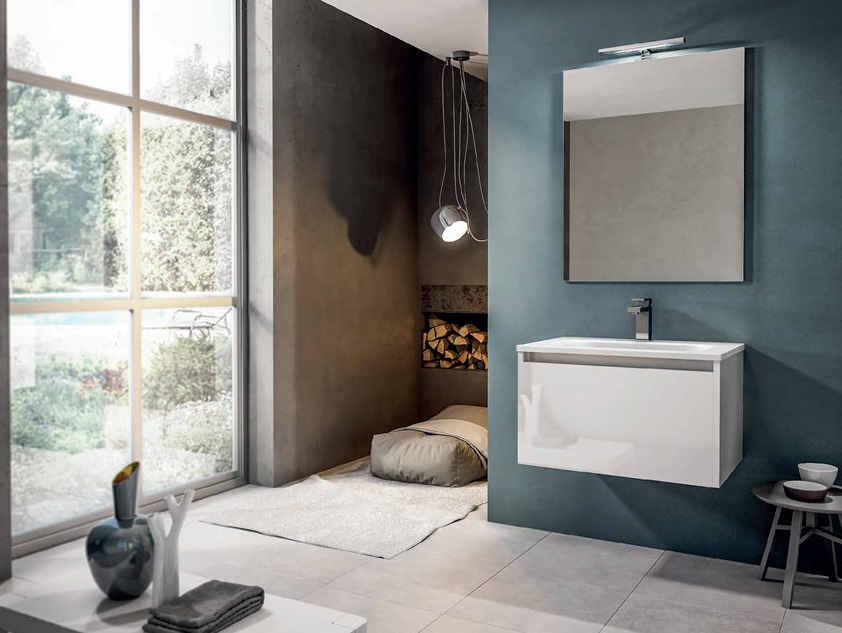 642 serie Monoblocco colore: bianco lucido consolle mineralmarmo lucido Mobili Bagno Mobilduenne