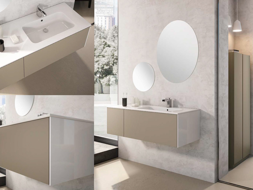 540 serie PremiApri colore: bianco lucido, ral 1035 lucido consolle mineralmarmo lucido Mobili Bagno Mobilduenne