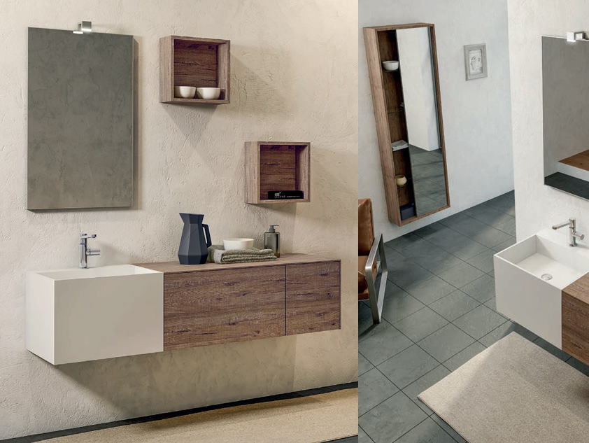 632 serie PremiApri colore: sherwood rosso monolite mineralmarmo opaco Mobili Bagno Mobilduenne