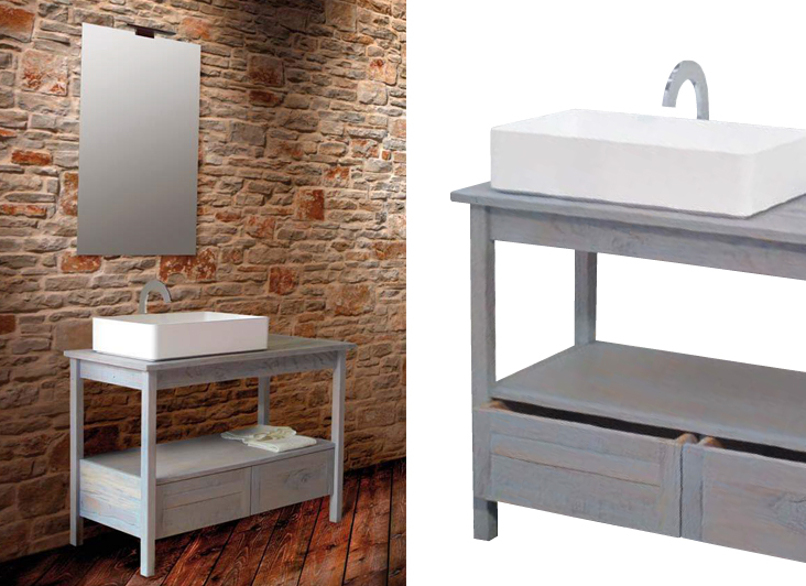 Composizione 3 Vecchie Travi serie Contemporanea Mobili Bagno RedLine