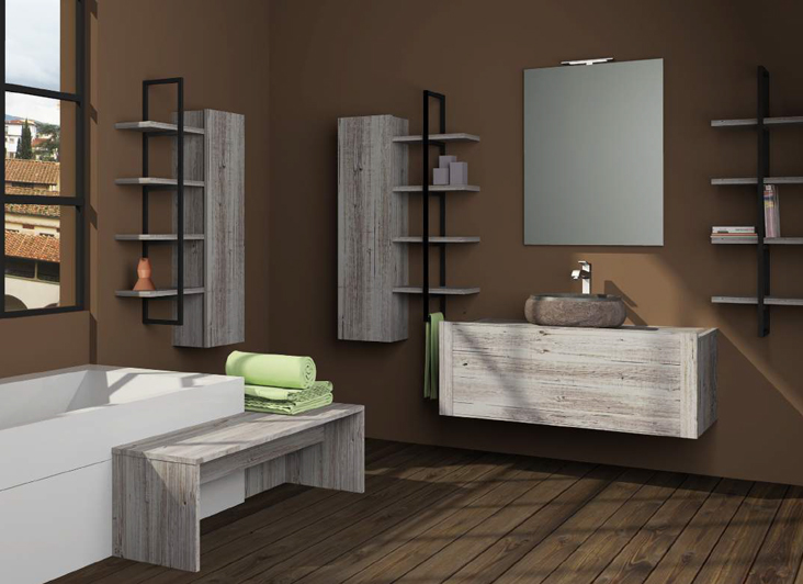 Composizione 6 Vecchie Travi Plus serie Contemporanea Mobili Bagno RedLine