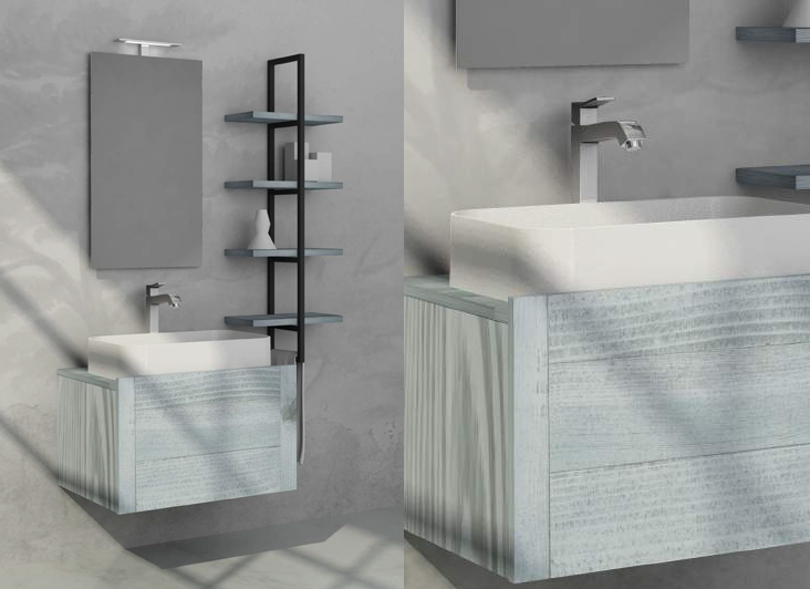 Composizione 7 Vecchie Travi Plus serie Contemporanea Mobili Bagno RedLine