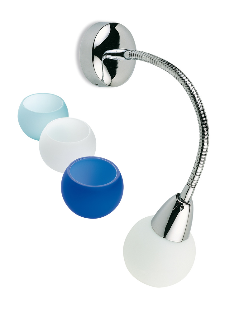 B03 Applique a parete paralume bianco, blu o verde finitura cromo Illuminazione Accessori Arredo Bagno Stilhaus