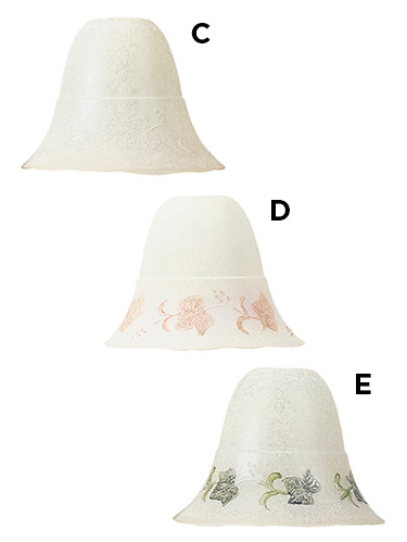 Mod. C-D-E Paralume Vetro sabbiato con decoro a rilievo, rosa o verde Illuminazione Accessori Arredo Bagno Stilhaus