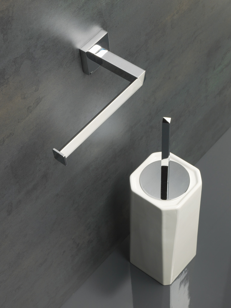 DV11 DV12A serie DIVA Porta rotolo & Porta scopino d'appoggio in ceramica finitura cromo Accessori Moderni Arredo Bagno Stilhaus