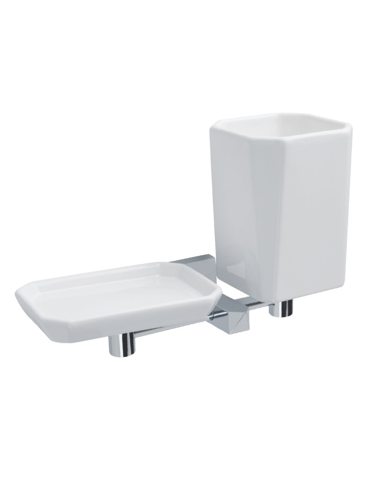 DV14 serie DIVA Porta sapone e porta bicchiere a parete finitura cromo Accessori Moderni Arredo Bagno Stilhaus