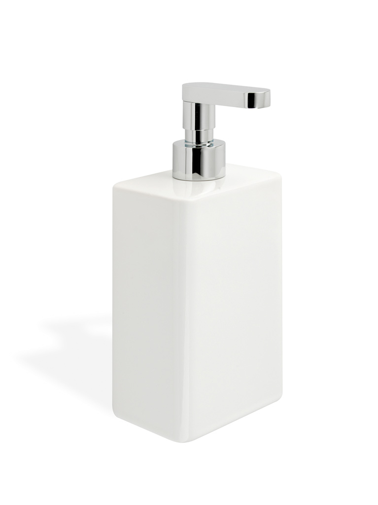 LV30AP serie LIVING Porta dosatore sapone liquido in ceramica da appoggio finitura cromo Accessori Moderni Arredo Bagno Stilhaus