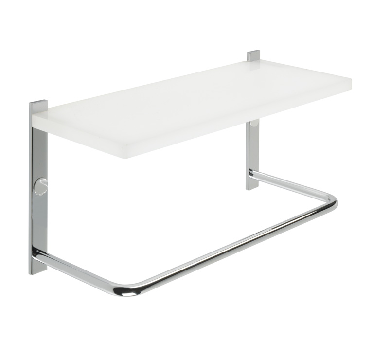 1076 serie MIZAR Mensola plexiglass con asta porta asciugamani finitura cromo Accessori Moderni Arredo Bagno Stilhaus