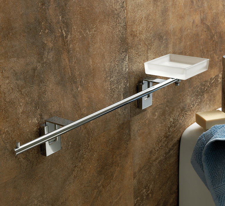 Q69.2 serie QUID Portasciugamani con porta sapone e porta rotolo finitura cromo Accessori Moderni Arredo Bagno Stilhaus