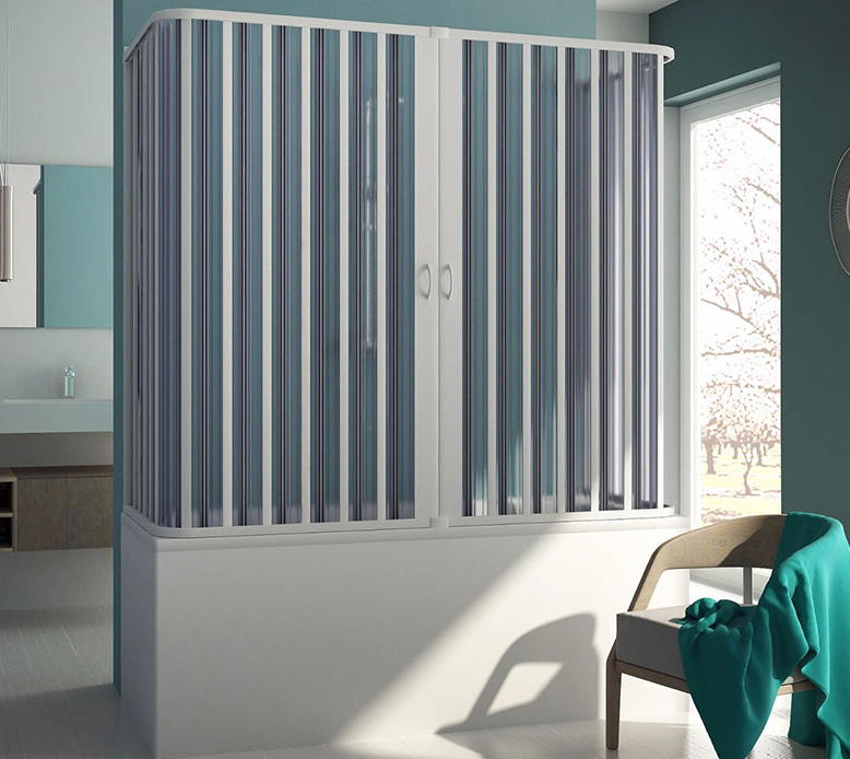 DELTA SOPRAVASCA Serie COLIBRÍ PLUS Sopravasca / Centro Parete 2 porte a Soffietto  Profilo PVC  Box Doccia Forte srl Accessori Doccia