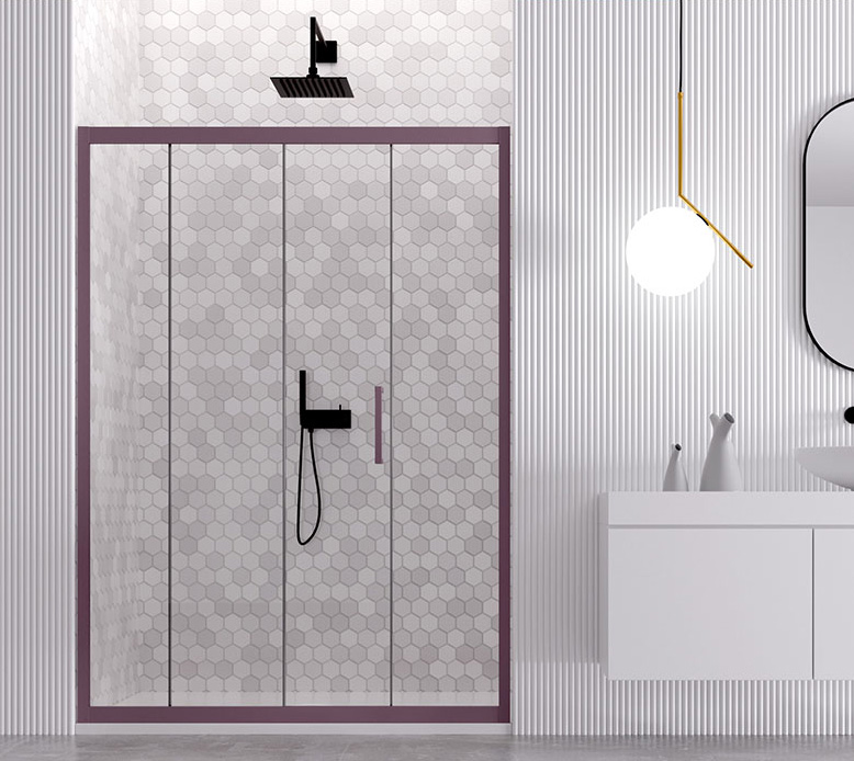 FC-N1FS Serie FUSION COLOR Nicchia Porta Scorrevole Cristallo Trasparente Temperato 6 mm Profilo PVC Lavanda Box Doccia Forte srl Accessori Doccia