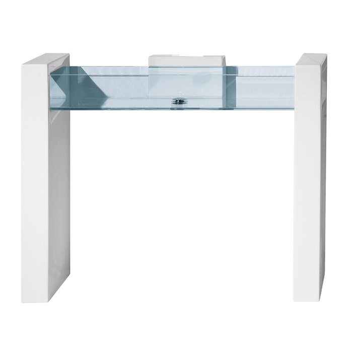 GLLACOL120BW Lavabo a colonna a parete con bacino in vetro su coppia di mensole in ceramica Bianco Lucido Serie Glass Lavabi Gsg