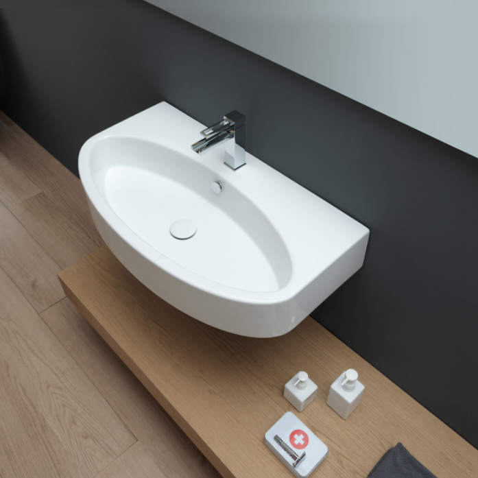 LKLAVBW80 Bianco Opaco Lavabo monoforo (senza foro, tre fori su richiesta) installazione da appoggio o sospeso Serie Like Lavabi Gsg