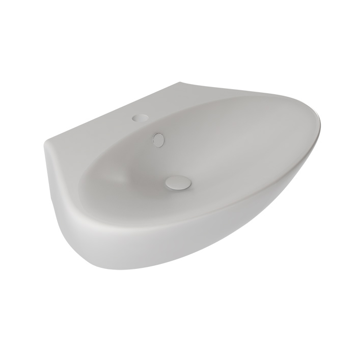 TOLAV70 Bianco Opaco Lavabo monoforo (senza foro, tre fori su richiesta)  installazione da appoggio o sospeso Serie Touch Lavabi Gsg