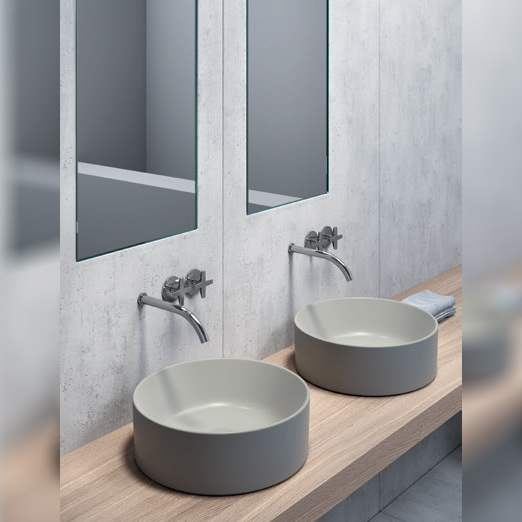 Kube-X  Ø 40 colore Cenere Lavabo senza foro troppopieno predisposto per rubinetteria da parete o su piano. Installazione ad appoggio. Serie Kube-X Lavabi Gsi