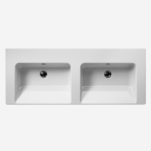 Norm 125x50 colore Bianco Lucido Lavabo con foro troppopieno, monoforo predisposto per rubinetteria triforo. Installazione a sospensione o incasso. Serie Norm Lavabi Gsi